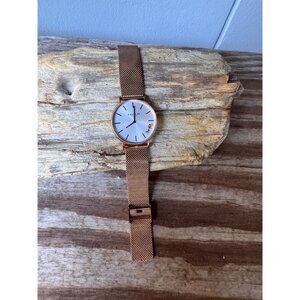 Coach Womens Rose Gold Mesh Watch With Elegant White Dial & Minimalist Design